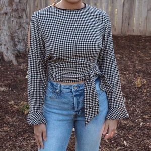 Zara Women’s Long Sleeve Black & White Cutout Top